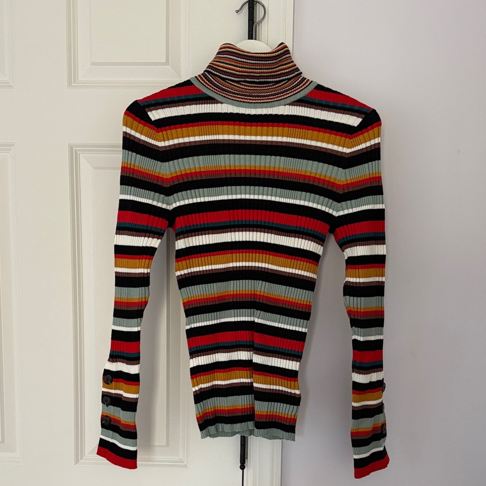 Anthropologie Moth Striped Turtleneck Sweater